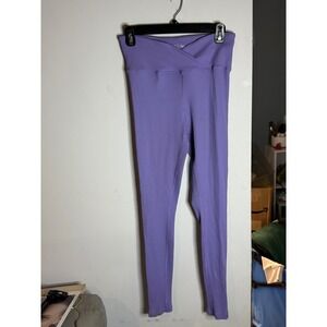 Year of Ours Ribbed V-Waist Leggings Purple Crossover Activewear Womens L